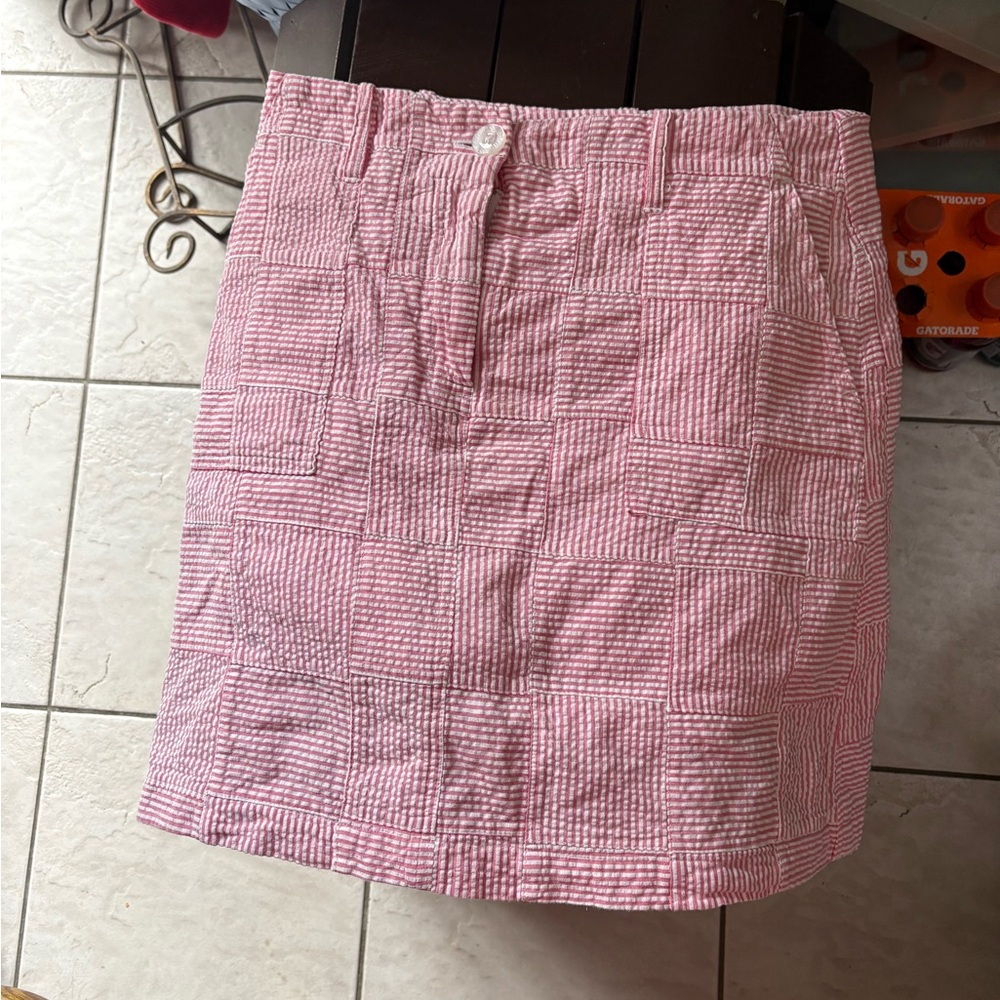 90s vintage Cape Madras pink seersucker mini skirt